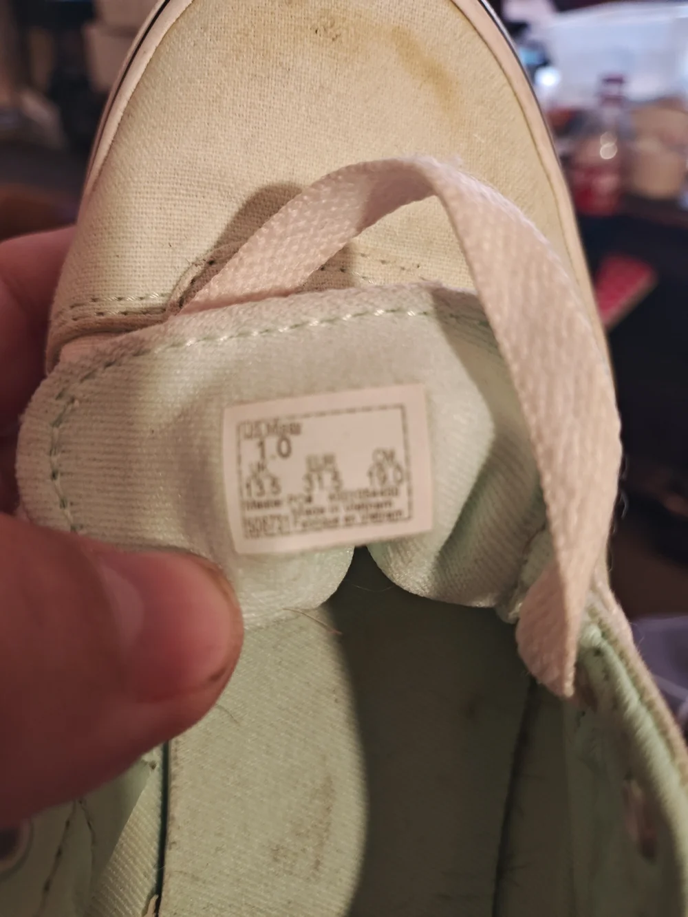 Vans Old Skool Mint Green Checkerboard Canvas Sneakers (Used, Stained) Sz1